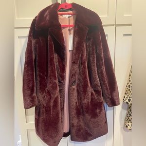 Waverly Grey Burgundy Faux fur coat